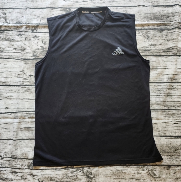 ADIDAS MEN'S CLIMALITE SLEEVELESS T-SHIRT IN BLACK - Picture 2 of 3